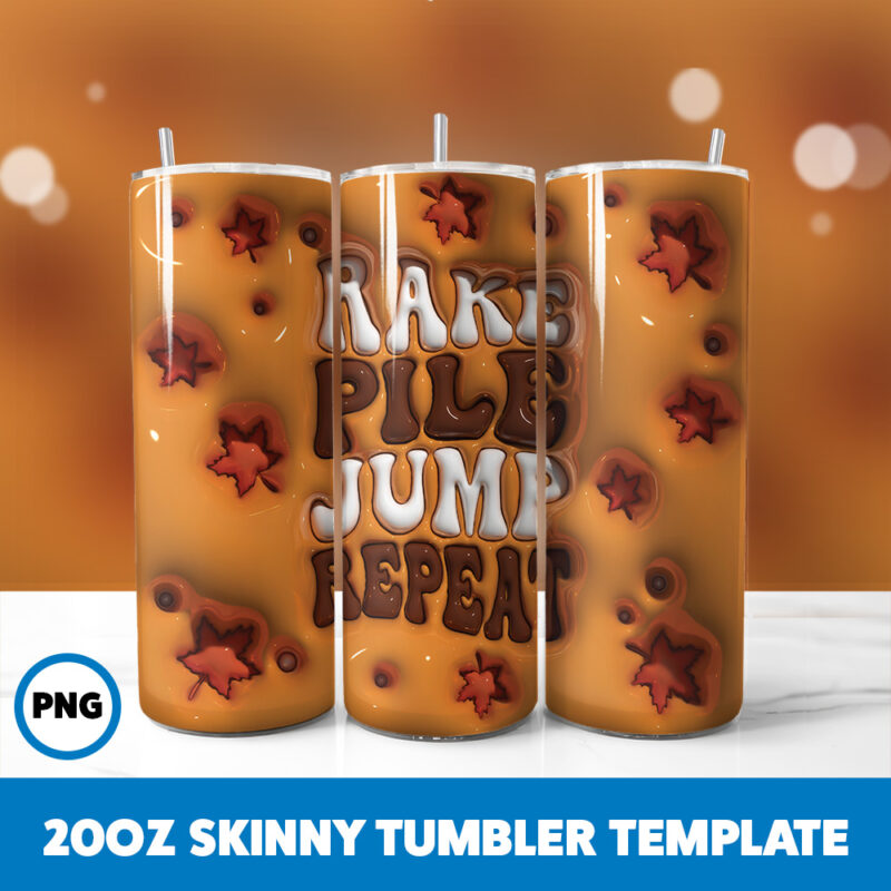 3D Inflated Fall 9 20oz Skinny Tumbler Sublimation Design