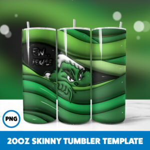 3D Inflated Grinchmas 120 20oz Skinny Tumbler Sublimation Design