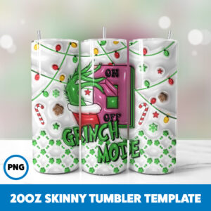 3D Inflated Grinchmas 13 20oz Skinny Tumbler Sublimation Design