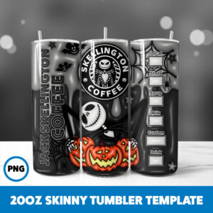 3D Inflated Halloween Spooky Season 10 20oz Skinny Tumbler Sublimation Design