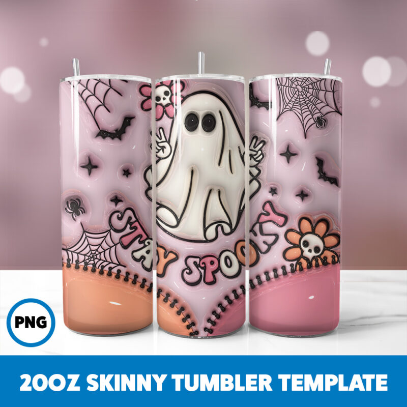 3D Inflated Halloween Spooky Season 103 20oz Skinny Tumbler Sublimation Design