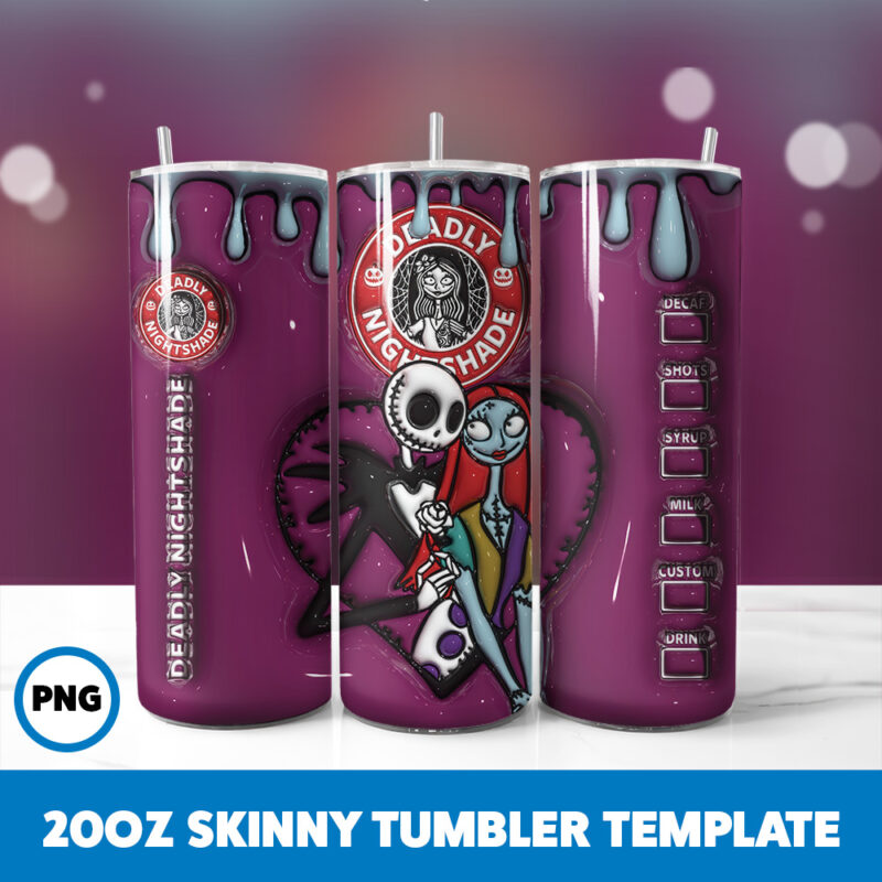 3D Inflated Halloween Spooky Season 122 20oz Skinny Tumbler Sublimation Design
