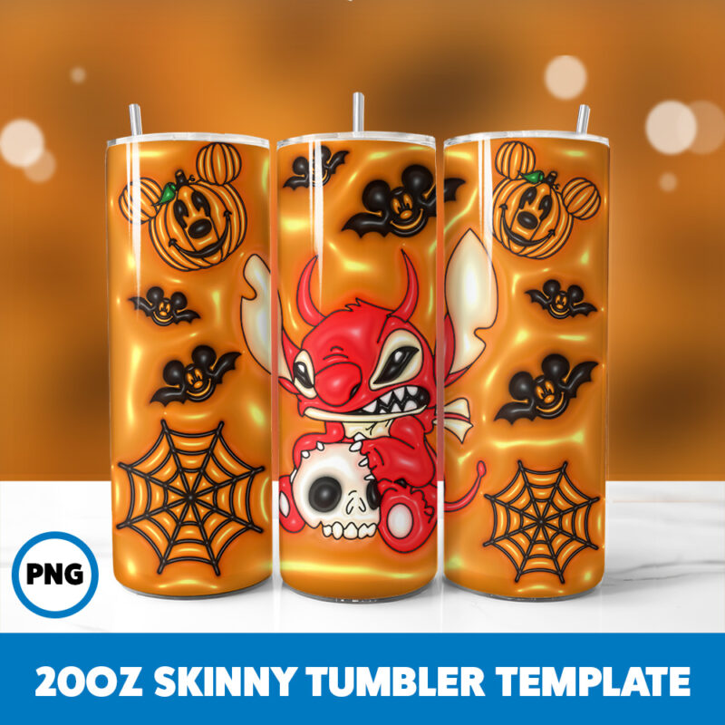 3D Inflated Halloween Spooky Season 125 20oz Skinny Tumbler Sublimation Design