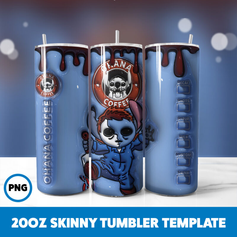 3D Inflated Halloween Spooky Season 132 20oz Skinny Tumbler Sublimation Design