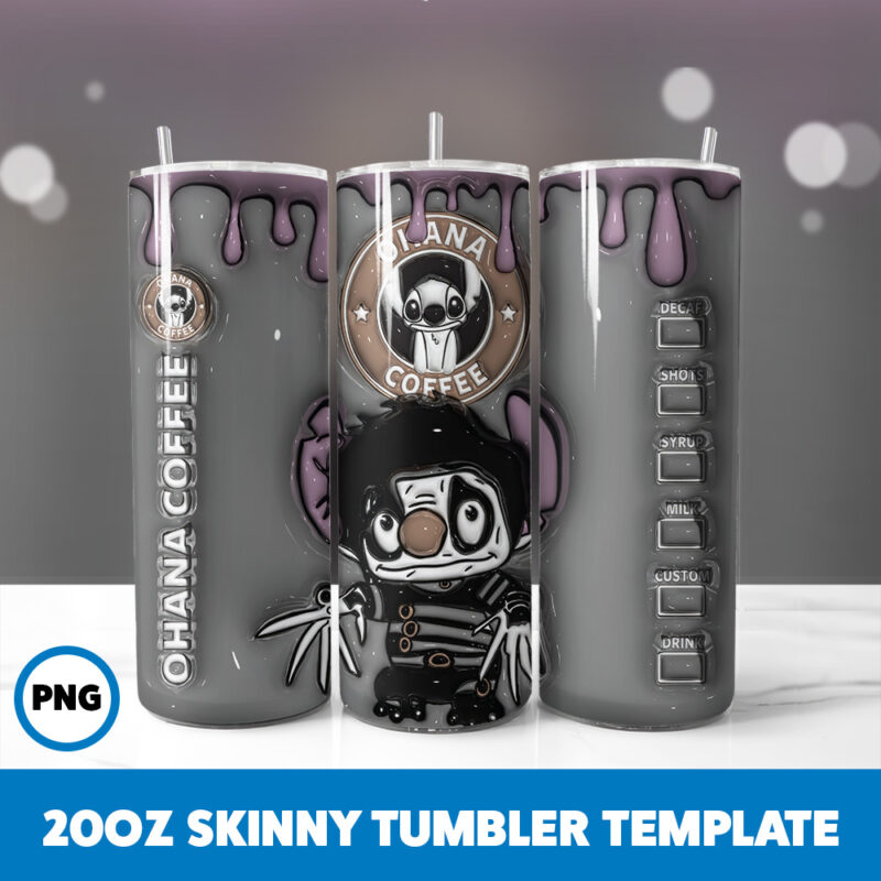 3D Inflated Halloween Spooky Season 138 20oz Skinny Tumbler Sublimation Design