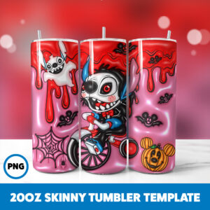 3D Inflated Halloween Spooky Season 14 20oz Skinny Tumbler Sublimation Design