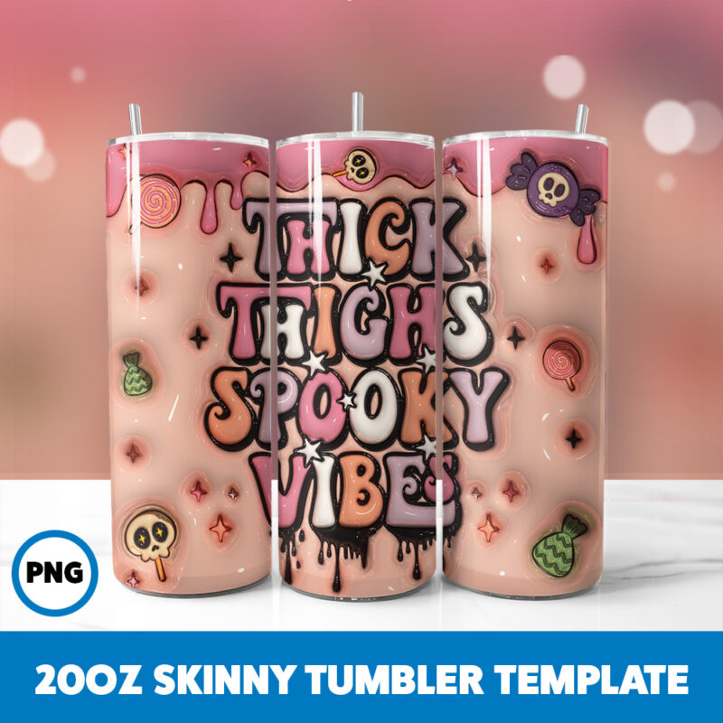 3D Inflated Halloween Spooky Season 142 20oz Skinny Tumbler Sublimation Design