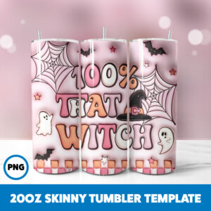 3D Inflated Halloween Spooky Season 149 20oz Skinny Tumbler Sublimation Design