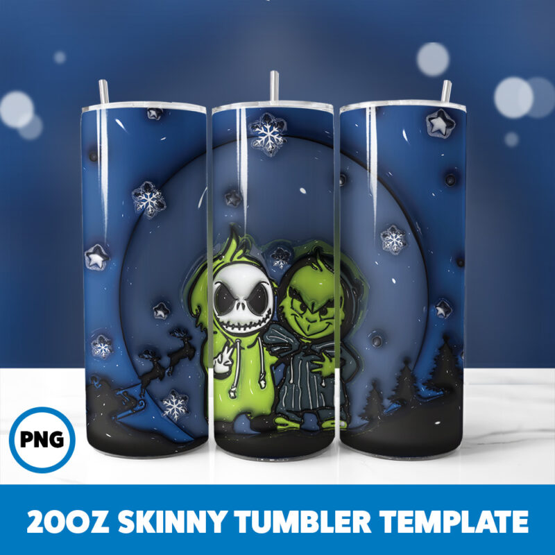 3D Inflated Halloween Spooky Season 150 20oz Skinny Tumbler Sublimation Design
