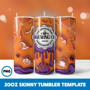 3D Inflated Halloween Spooky Season 151 20oz Skinny Tumbler Sublimation Design
