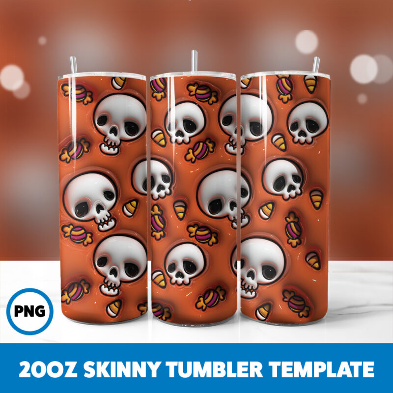 3D Inflated Halloween Spooky Season 152 20oz Skinny Tumbler Sublimation Design
