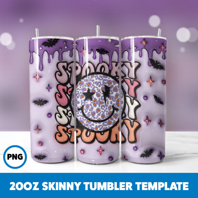 3D Inflated Halloween Spooky Season 157 20oz Skinny Tumbler Sublimation Design