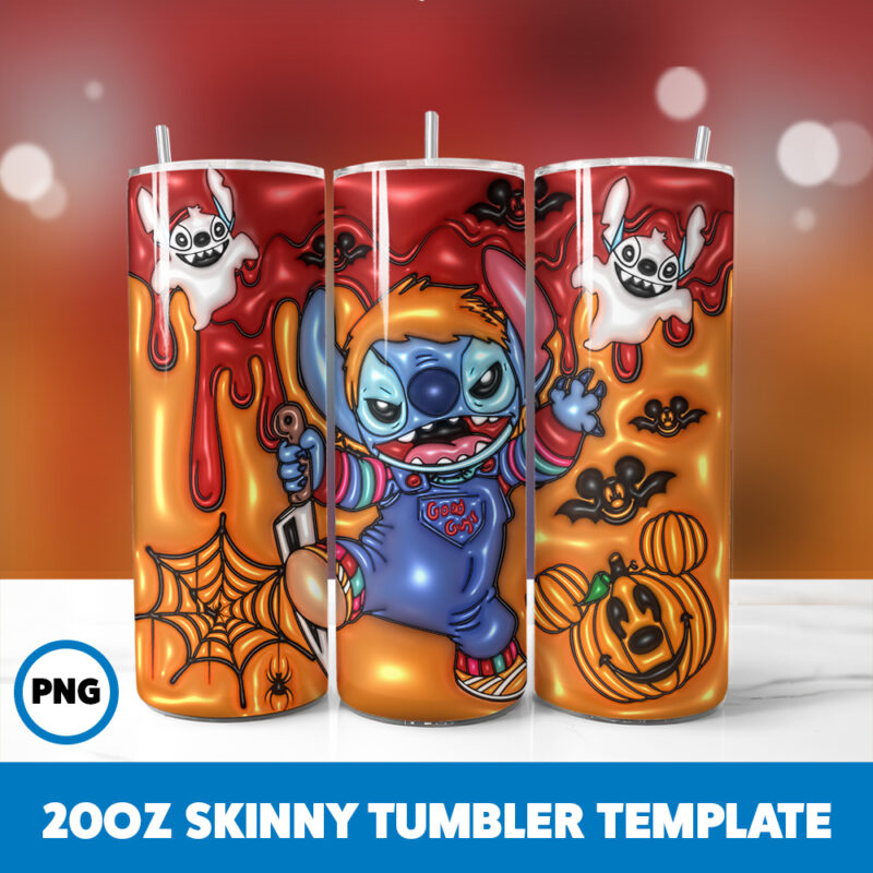 3D Inflated Halloween Spooky Season 158 20oz Skinny Tumbler Sublimation Design