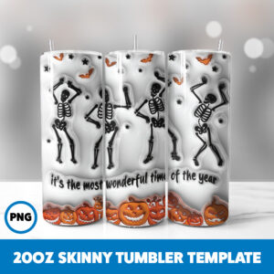 3D Inflated Halloween Spooky Season 162 20oz Skinny Tumbler Sublimation Design