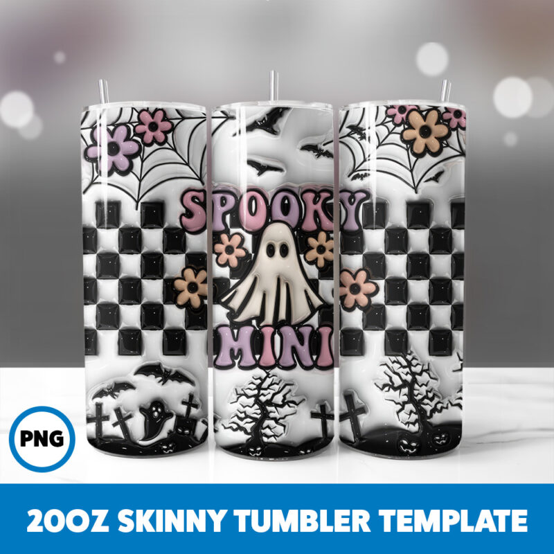 3D Inflated Halloween Spooky Season 165 20oz Skinny Tumbler Sublimation Design