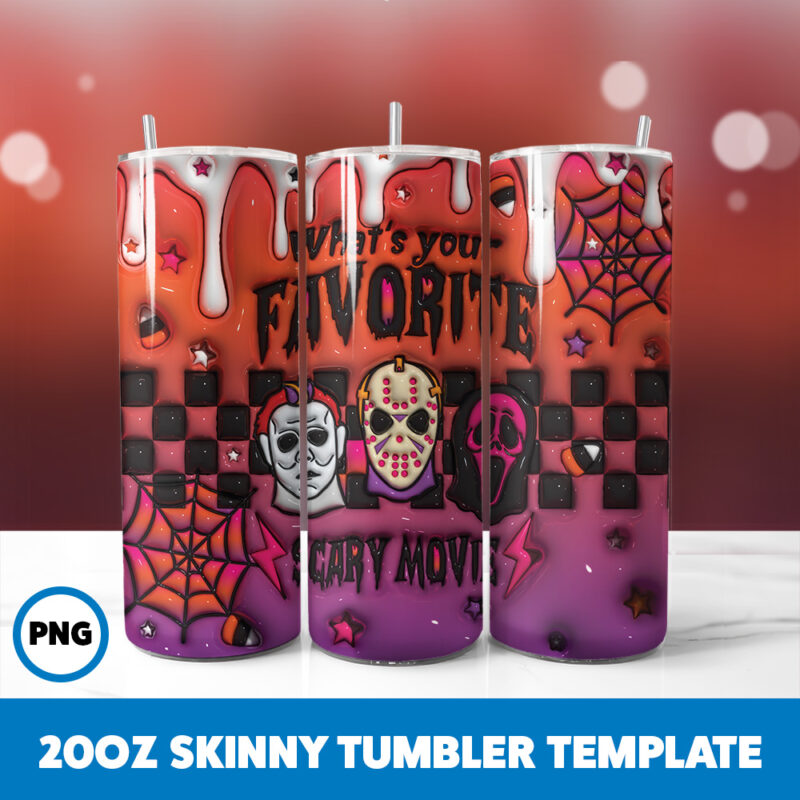 3D Inflated Halloween Spooky Season 166 20oz Skinny Tumbler Sublimation Design