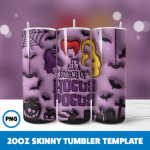 3D Inflated Halloween Spooky Season 170 20oz Skinny Tumbler Sublimation Design