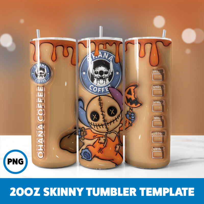 3D Inflated Halloween Spooky Season 174 20oz Skinny Tumbler Sublimation Design