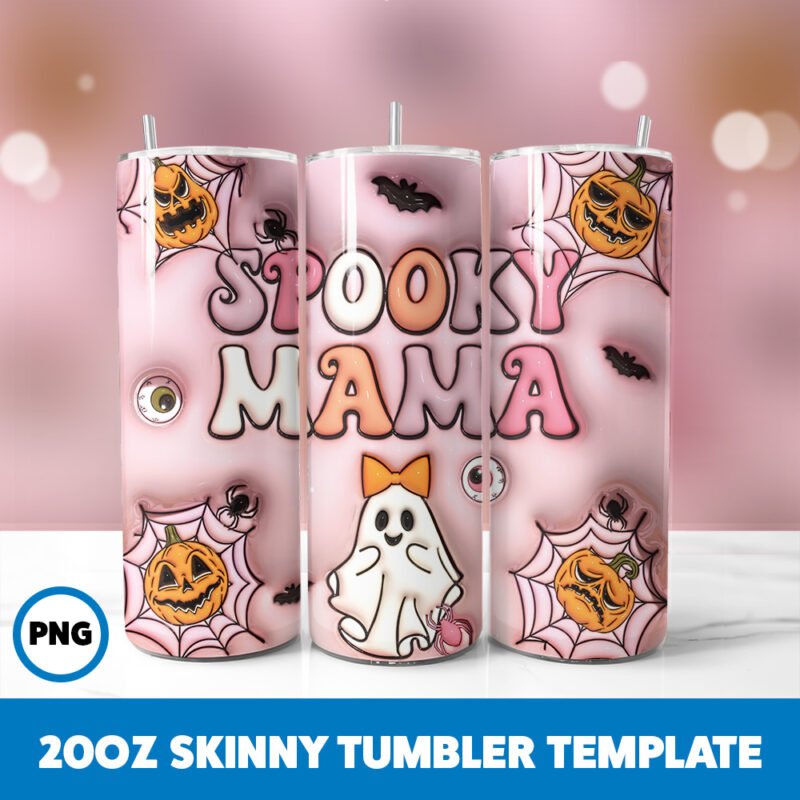 3D Inflated Halloween Spooky Season 175 20oz Skinny Tumbler Sublimation Design