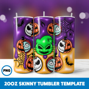3D Inflated Halloween Spooky Season 188 20oz Skinny Tumbler Sublimation Design