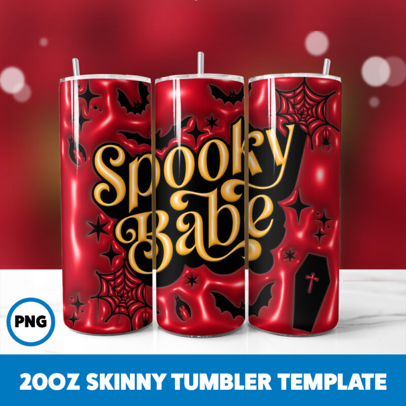 3D Inflated Halloween Spooky Season 194 20oz Skinny Tumbler Sublimation Design