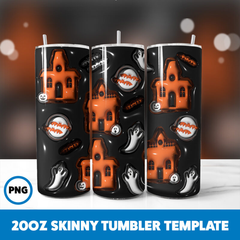3D Inflated Halloween Spooky Season 195 20oz Skinny Tumbler Sublimation Design