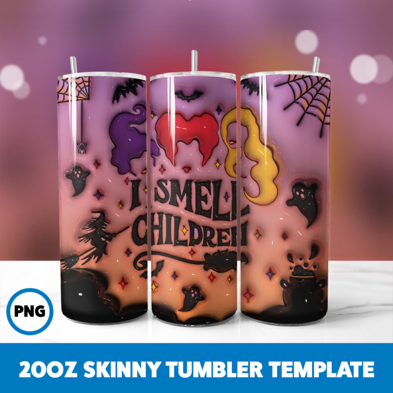 3D Inflated Halloween Spooky Season 197 20oz Skinny Tumbler Sublimation Design
