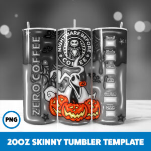 3D Inflated Halloween Spooky Season 2 20oz Skinny Tumbler Sublimation Design