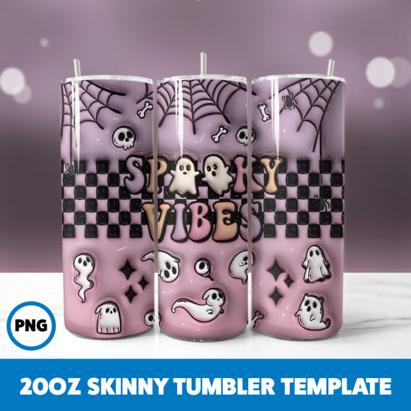 3D Inflated Halloween Spooky Season 203 20oz Skinny Tumbler Sublimation Design