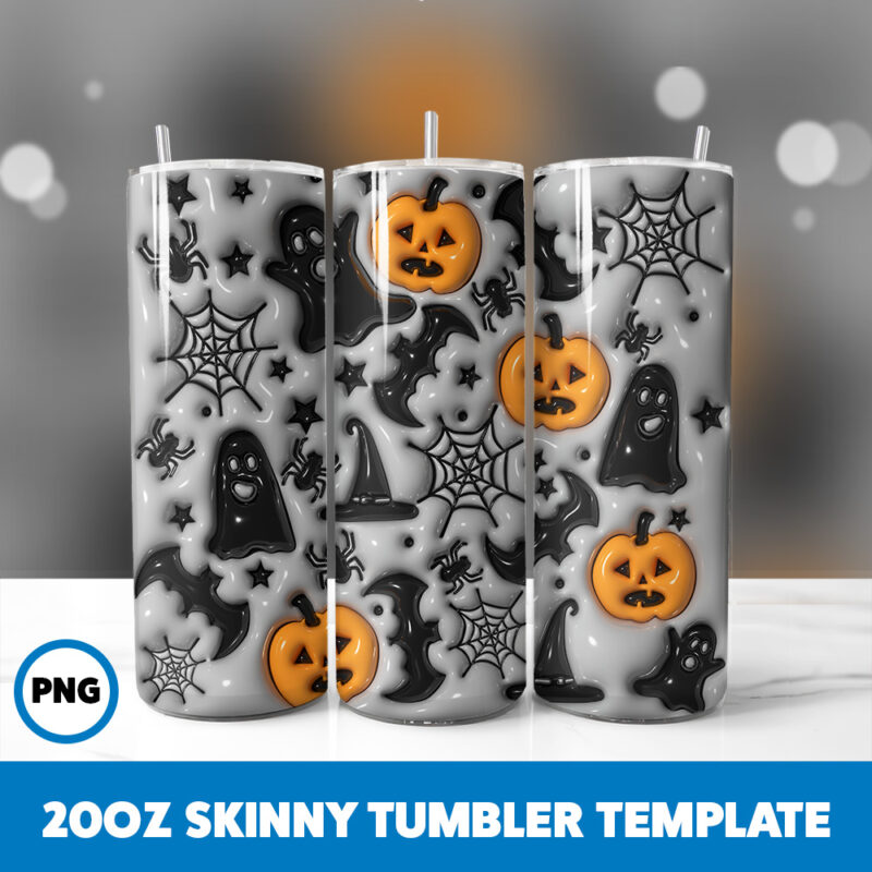 3D Inflated Halloween Spooky Season 214 20oz Skinny Tumbler Sublimation Design