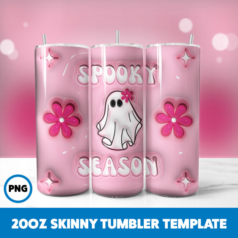 3D Inflated Halloween Spooky Season 22 20oz Skinny Tumbler Sublimation Design