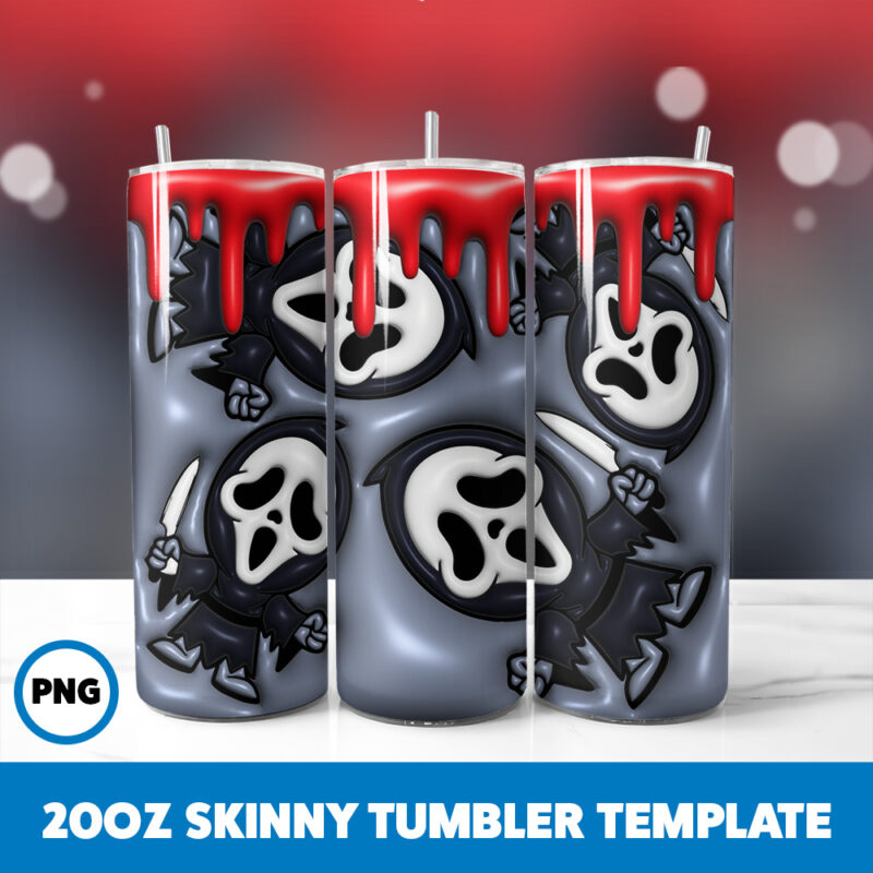 3D Inflated Halloween Spooky Season 222 20oz Skinny Tumbler Sublimation Design