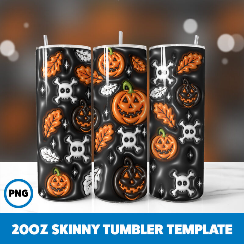 3D Inflated Halloween Spooky Season 227 20oz Skinny Tumbler Sublimation Design