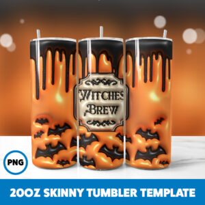 3D Inflated Halloween Spooky Season 23 20oz Skinny Tumbler Sublimation Design