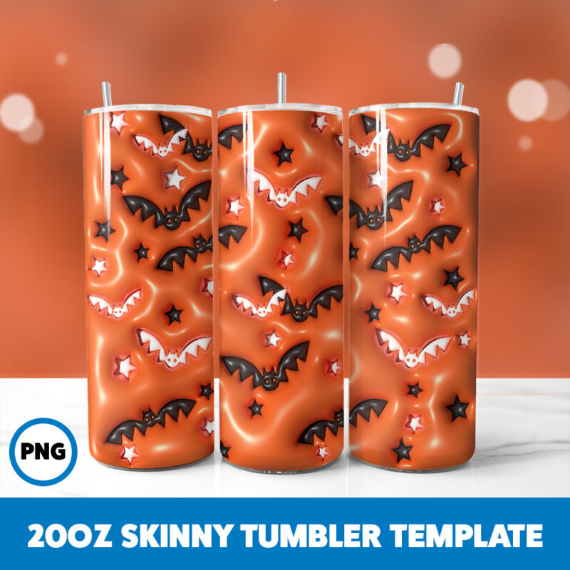 3D Inflated Halloween Spooky Season 230 20oz Skinny Tumbler Sublimation Design