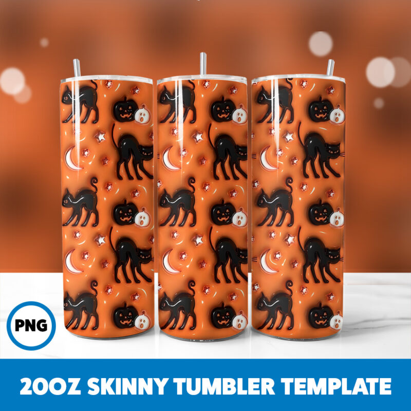 3D Inflated Halloween Spooky Season 233 20oz Skinny Tumbler Sublimation Design