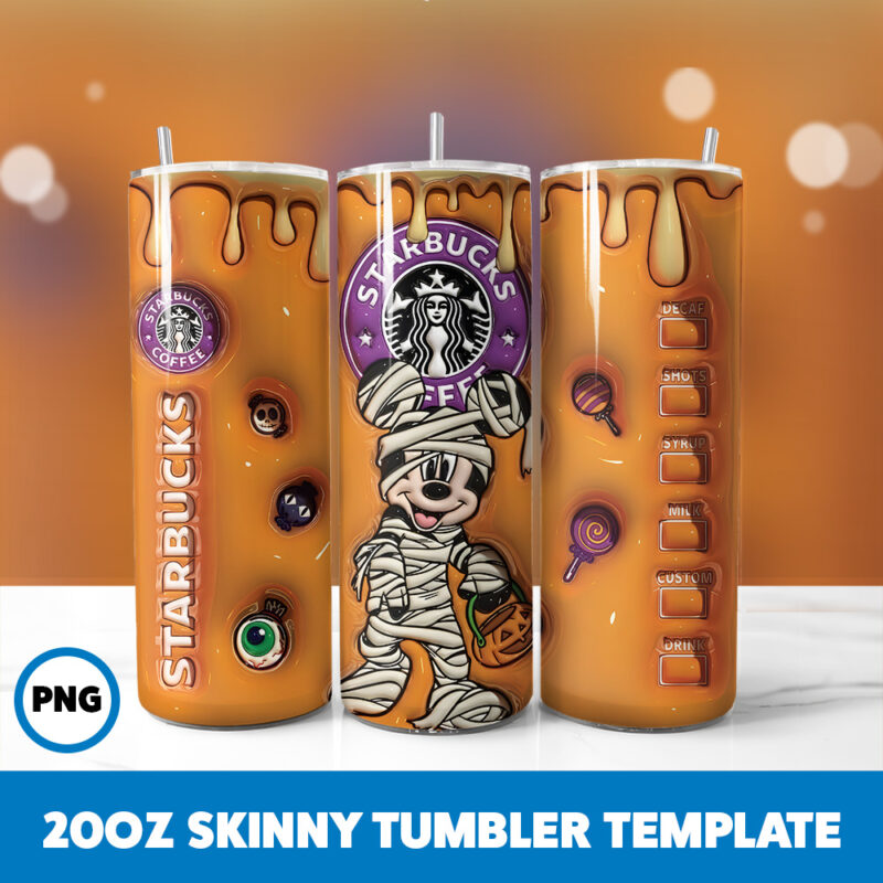 3D Inflated Halloween Spooky Season 238 20oz Skinny Tumbler Sublimation Design
