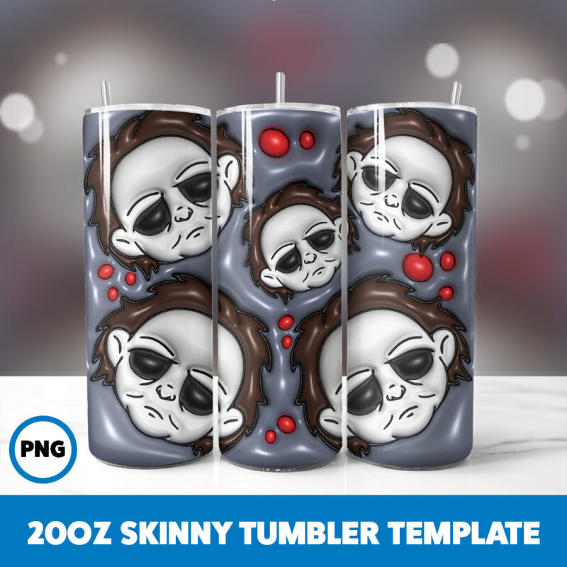 3D Inflated Halloween Spooky Season 245 20oz Skinny Tumbler Sublimation Design