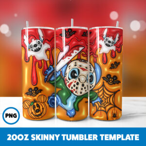 3D Inflated Halloween Spooky Season 25 20oz Skinny Tumbler Sublimation Design