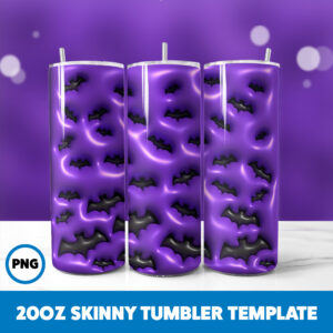 3D Inflated Halloween Spooky Season 26 20oz Skinny Tumbler Sublimation Design