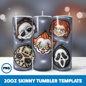 3D Inflated Halloween Spooky Season 263 20oz Skinny Tumbler Sublimation Design