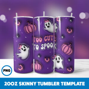 3D Inflated Halloween Spooky Season 27 20oz Skinny Tumbler Sublimation Design