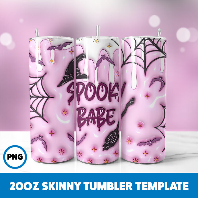 3D Inflated Halloween Spooky Season 277 20oz Skinny Tumbler Sublimation Design