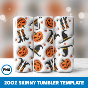 3D Inflated Halloween Spooky Season 28 20oz Skinny Tumbler Sublimation Design