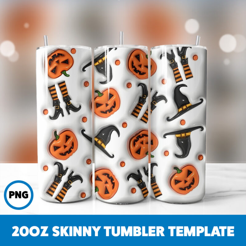 3D Inflated Halloween Spooky Season 298 20oz Skinny Tumbler Sublimation Design