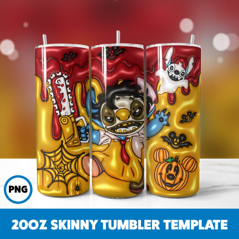 3D Inflated Halloween Spooky Season 3 20oz Skinny Tumbler Sublimation Design