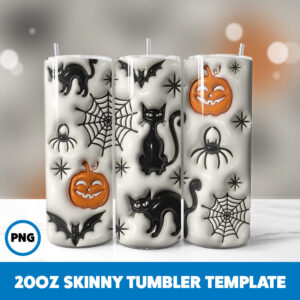 3D Inflated Halloween Spooky Season 301 20oz Skinny Tumbler Sublimation Design