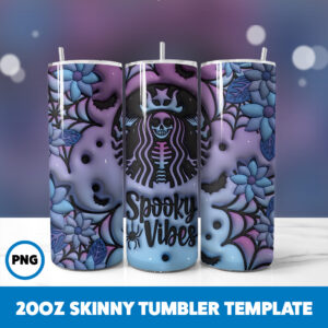 3D Inflated Halloween Spooky Season 306 20oz Skinny Tumbler Sublimation Design