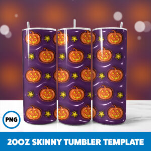 3D Inflated Halloween Spooky Season 317 20oz Skinny Tumbler Sublimation Design
