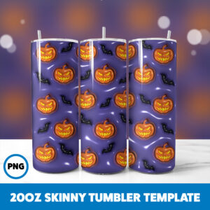 3D Inflated Halloween Spooky Season 320 20oz Skinny Tumbler Sublimation Design